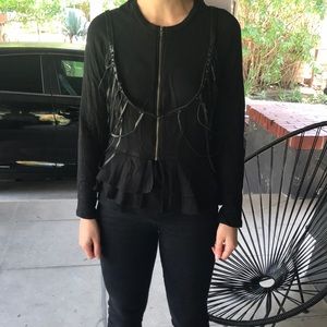 Black leather harness vest